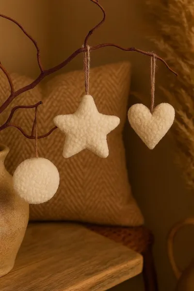 Christmas Ornament 3 Lu Set - White