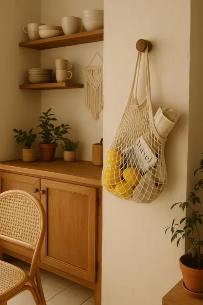 Net Bag File Medium - Natural Beige
