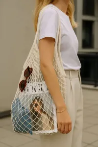 Net Bag File Medium - Natural Beige
