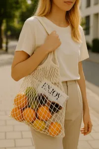 Net Bag File Medium - Natural Beige