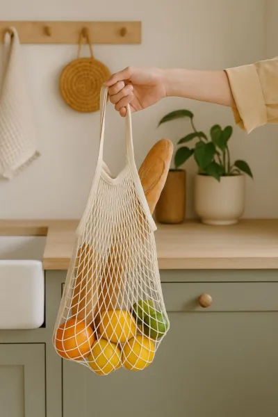 Net Bag File Small - Natural Beige