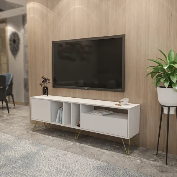TV stolík Mistico (180) - White, Gold