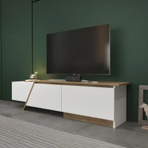 TV stolík Zonas - White, Walnut