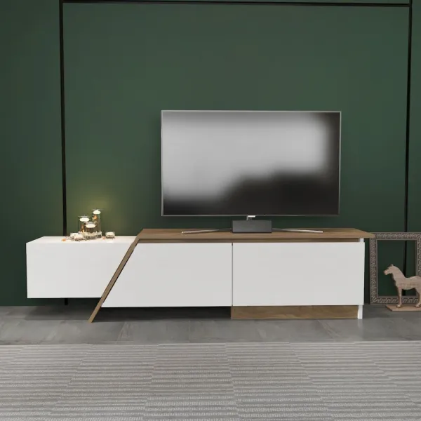 TV stolík Zonas - White, Walnut