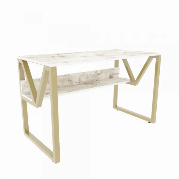 Písací stôl Lona - White, Gold