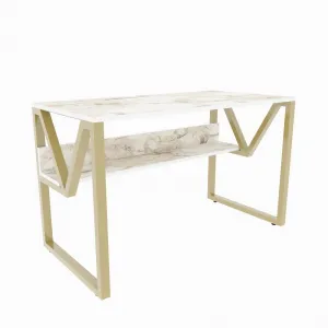 Písací stôl Lona - White, Gold