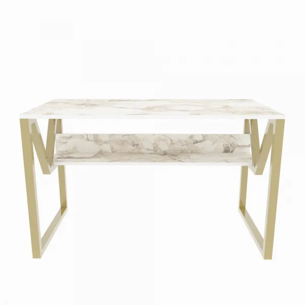 Písací stôl Lona - White, Gold