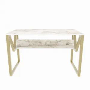 Písací stôl Lona - White, Gold