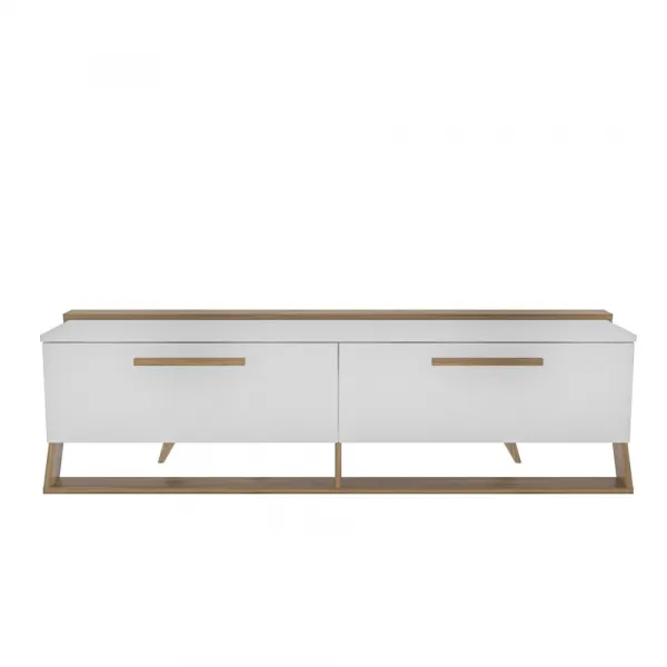 TV stolík Astrid - White, Walnut