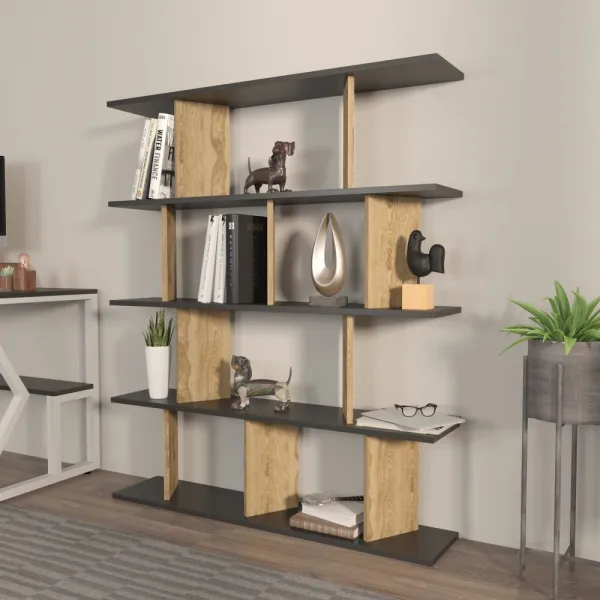 Knižnica Grace - Black, Oak
