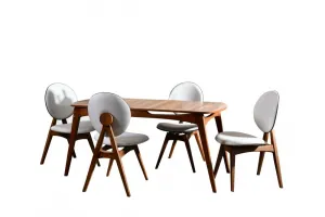 Set stola a stoličiek (5 kusov) Touch Wooden - Cream