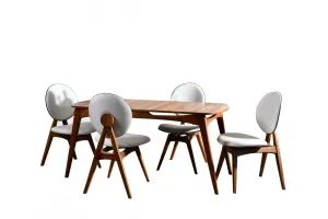 Set stola a stoličiek (5 kusov) Touch Wooden - Cream