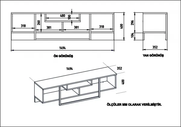 TV stolík Asal (150) - Oak, White, Black