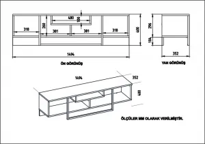 TV stolík Asal (150) - Oak, White, Black