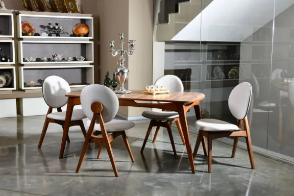 Set stola a stoličiek (5 kusov) Touch Wooden - Cream