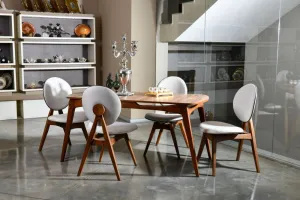 Set stola a stoličiek (5 kusov) Touch Wooden - Cream