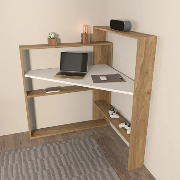 Písací stôl Kelly - Walnut, White