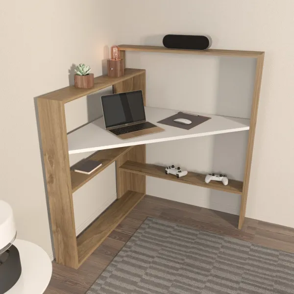 Písací stôl Kelly - Walnut, White