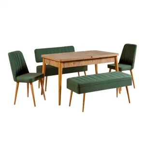 Jedálenský set s rozkladacím stolom a stoličkami (5 kusov) Vina 1070 - 4 - Atlantic, Green