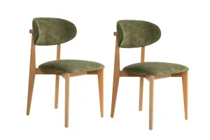 Súprava stoličiek (2 kusy) Lionte - Green, Light Oak