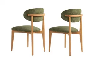 Súprava stoličiek (2 kusy) Lionte - Green, Light Oak
