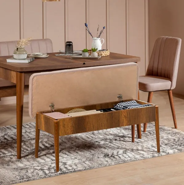 Jedálenský set s rozkladacím stolom a stoličkami (5 kusov) Vina Walnut Stone