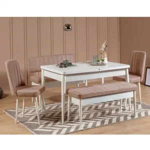 Kalune Design Lavice VINA s úložným prostorem 110 cm bílá/béžová