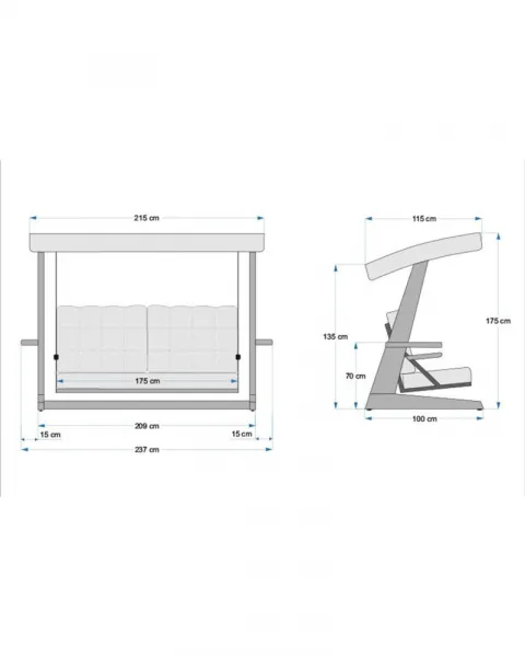 Garden Triple Swing Chair Viva 2400 - Anthracite