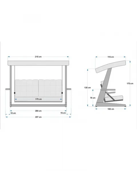 Garden Triple Swing Chair Viva 2400 - Anthracite