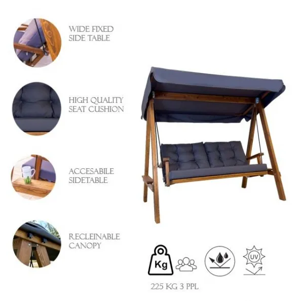 Garden Double Swing Chair Pera 2000 - Anthracite