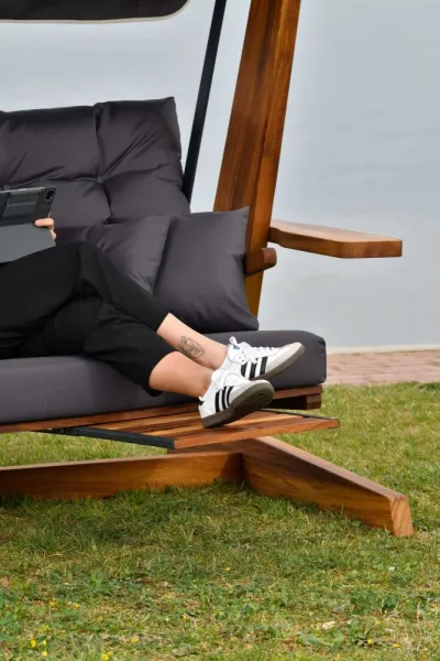 Garden Triple Swing Chair Luna Deluxe 2600 - Anthracite