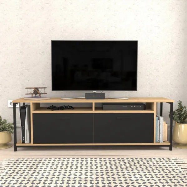 TV stolík Omar - Oak, Black