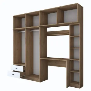 Kalune Design Sada dětského nábytku Baren s psacím stolem, šatní skříní a regálem bílá/ořech