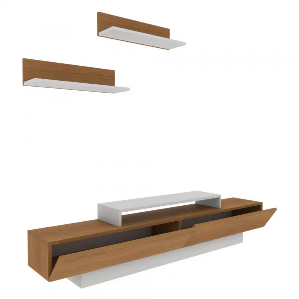 TV skrinka / Obývacia stena Lusi - White, Teak