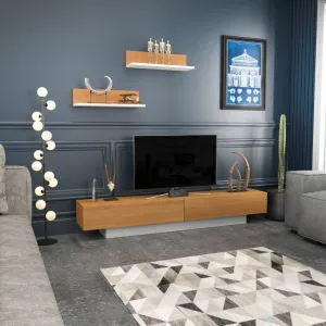 TV skrinka / Obývacia stena Lusi - White, Teak