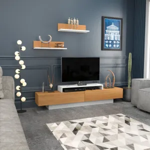 TV skrinka / Obývacia stena Lusi - White, Teak
