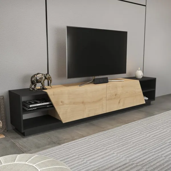 TV stolík Rhodes - Anthracite, Oak