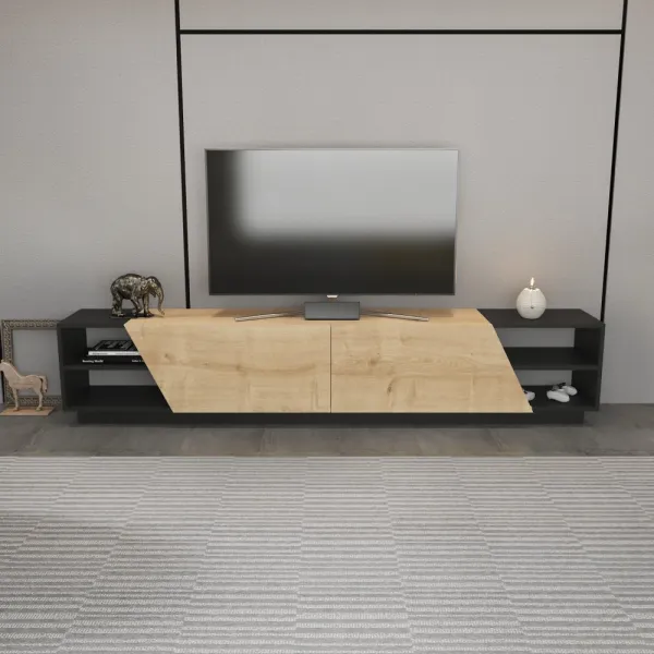TV stolík Rhodes - Anthracite, Oak