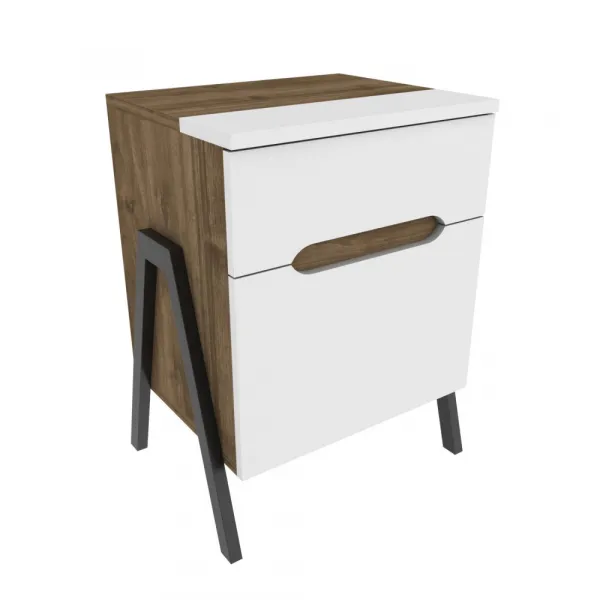 Nočný stolík Neva - Walnut, White