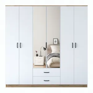 Kalune Design Šatní skříň BA 130 210 cm se zrcadlem ořech/bílá