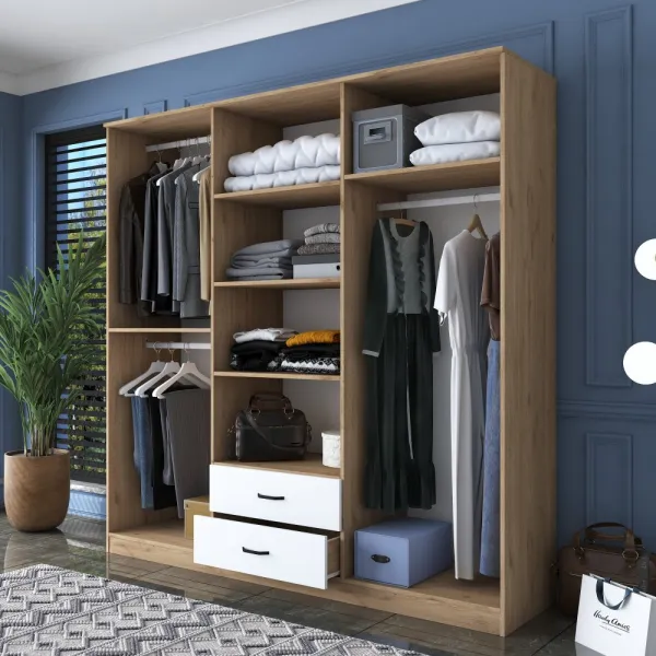 Kalune Design Šatní skříň BA 130 210 cm se zrcadlem ořech/bílá