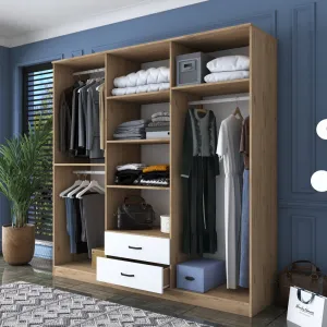 Kalune Design Šatní skříň BA 130 210 cm se zrcadlem ořech/bílá