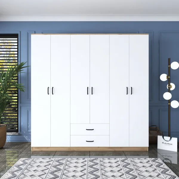 Kalune Design Šatní skříň BA 111 210 cm ořech/bílá