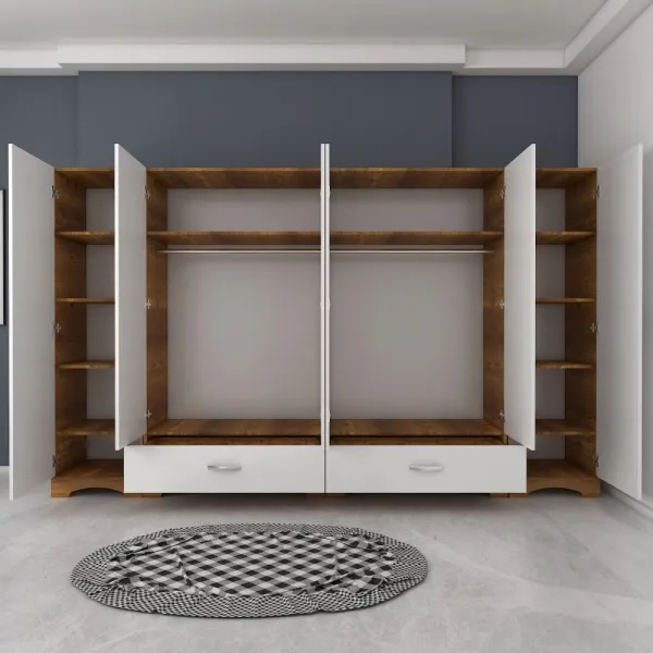 Kalune Design Šatní skříň Juraj 243 cm bílá/ořech
