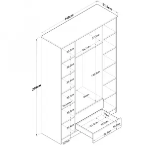 Kalune Design Šatní skříň BA 131 140 cm se zrcadlem ořech/bílá