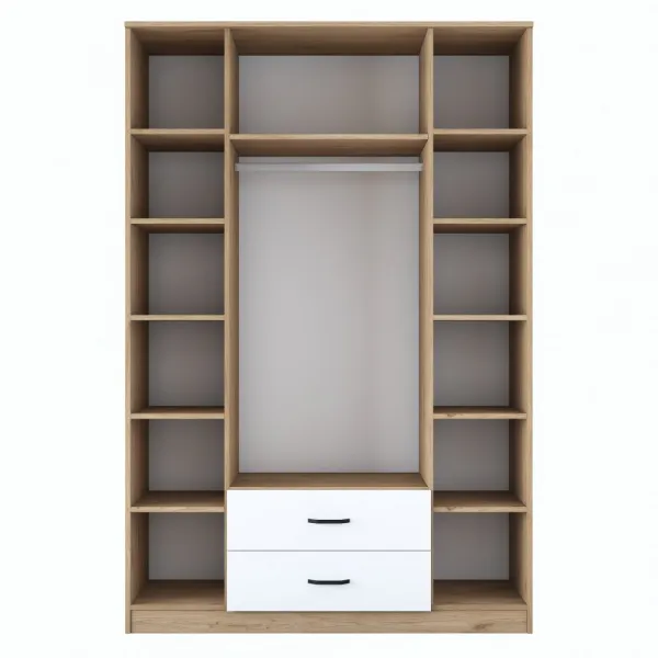 Kalune Design Šatní skříň BA 131 140 cm se zrcadlem ořech/bílá