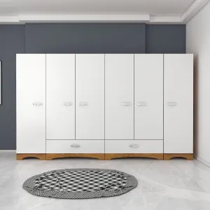 Kalune Design Šatní skříň Juraj 243 cm bílá/ořech