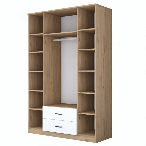 Kalune Design Šatní skříň BA 131 140 cm se zrcadlem ořech/bílá
