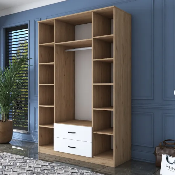 Kalune Design Šatní skříň BA 131 140 cm se zrcadlem ořech/bílá