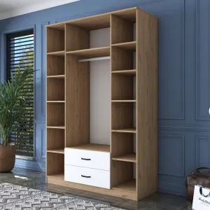 Kalune Design Šatní skříň BA 131 140 cm se zrcadlem ořech/bílá